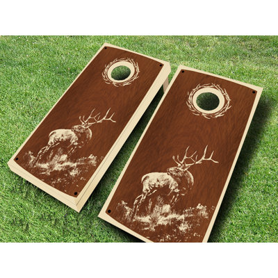 2' x 4' Retro Stained Tule Solid Wood Cornhole Set with Bags