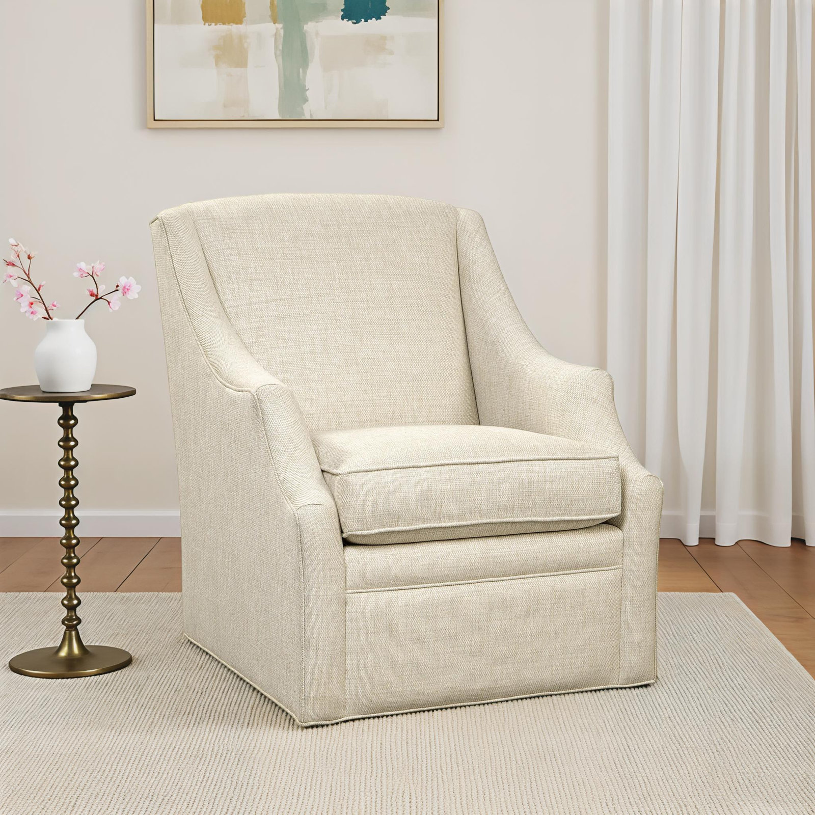 Pomeline Upholstered Swivel Armchair