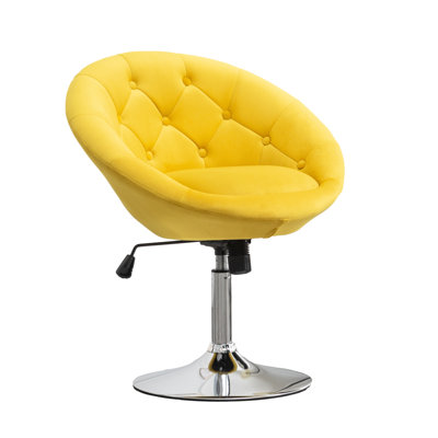 Yellow Velvet Upholstered Swivel Chair With , 360-Degree Rotation, Hydraulic, 27.76"W X 24"D 32"-38.25"H Rotatable And Seat