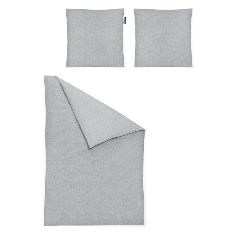Carla Cotton 81 TC Duvet Cover Set, 220 x 240cm - 2 Pillowcases (80 x 80 cm), Silver