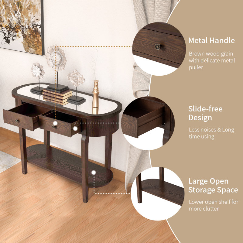 40'' Glass Top Console Table