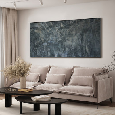 Très grand imprimé mural sur toile - Art abstrait en niveaux de gris, tons neutres minimalistes modernes pour décorer une œuvre d'art pour le salon ou la chambre à coucher - «Assemblage requis du cadre (cadre non fini)»