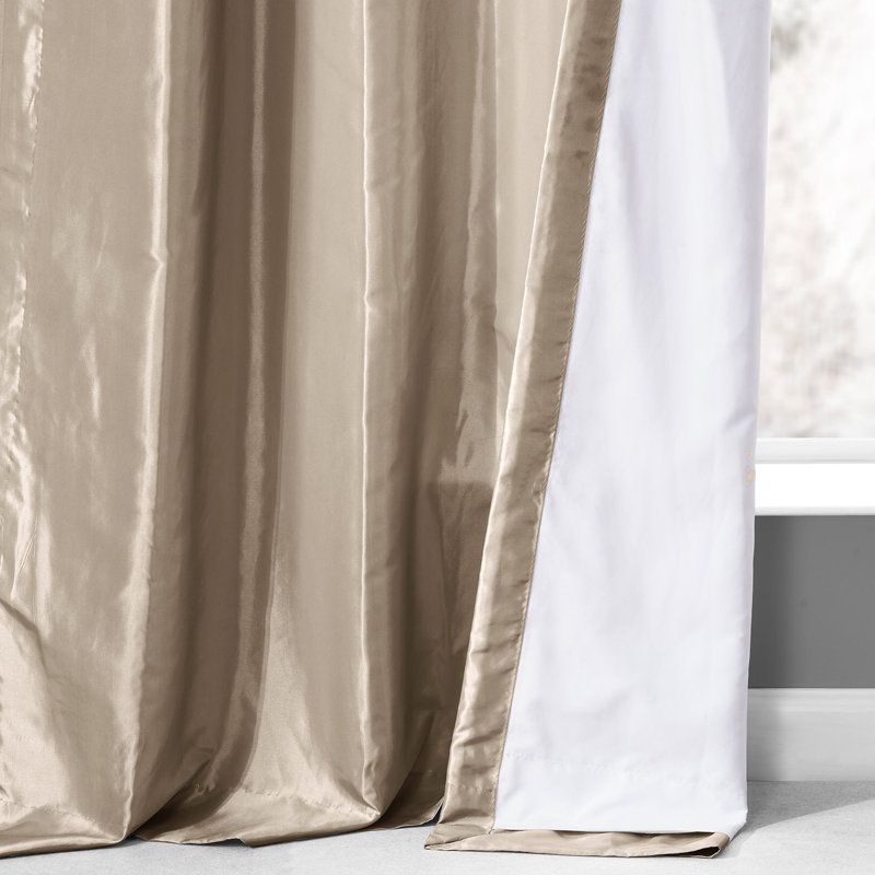 Ryker Ruched Solid Faux Silk Taffeta Room Darkening Curtains for Bedroom & Living Room Curtains - Single Panel Drapes