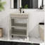 Meuble-lavabo moderne peu encombrant avec lavabo, céramique beige et blanc pour les petits espaces
