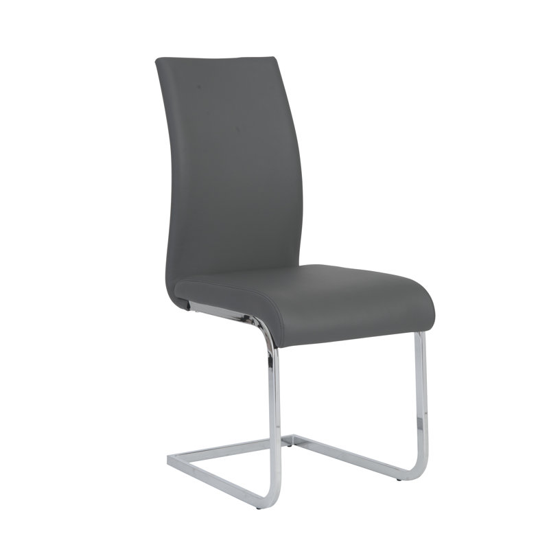 Chaise d'appoint rembourrée en similicuir H 18,5 po Haugen, 1, Similicuir gris, Chrome