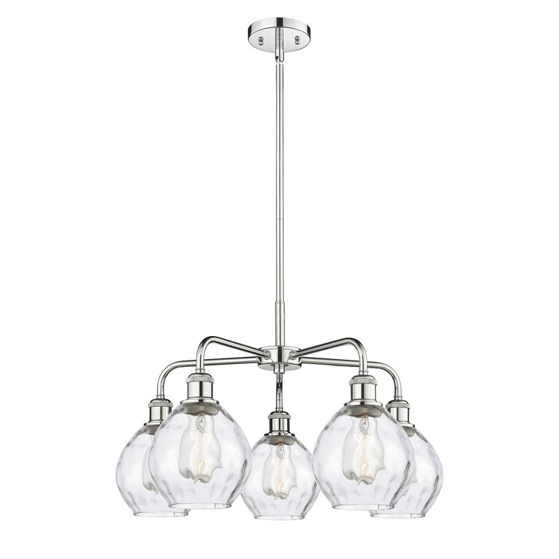 Lustre sphérique à 5 lumières en acier à intensité variable Fuhrmann, Chrome poli