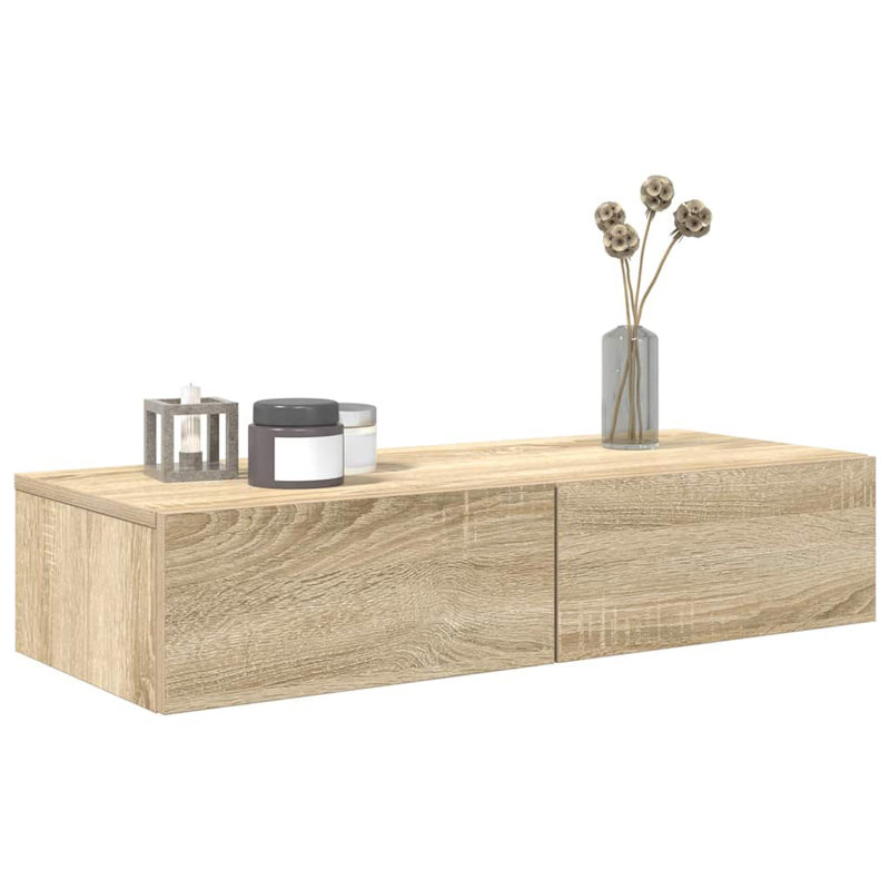 112-9 Wall Mounted Shelf, 17cm H x 80cm W x 33cm D, Sonoma oak