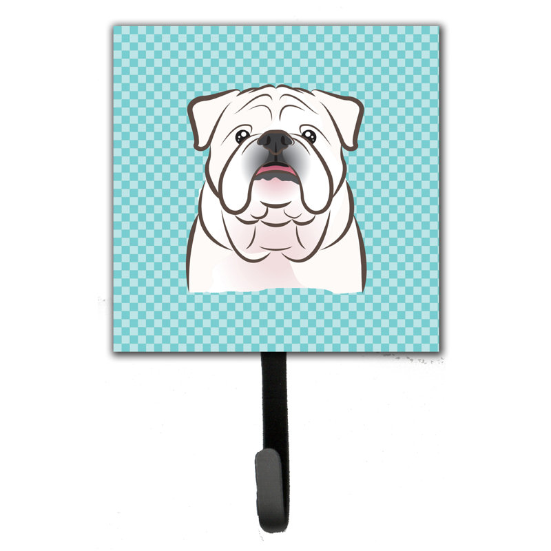 Porte-laisse bouledogue et crochet mural damier english