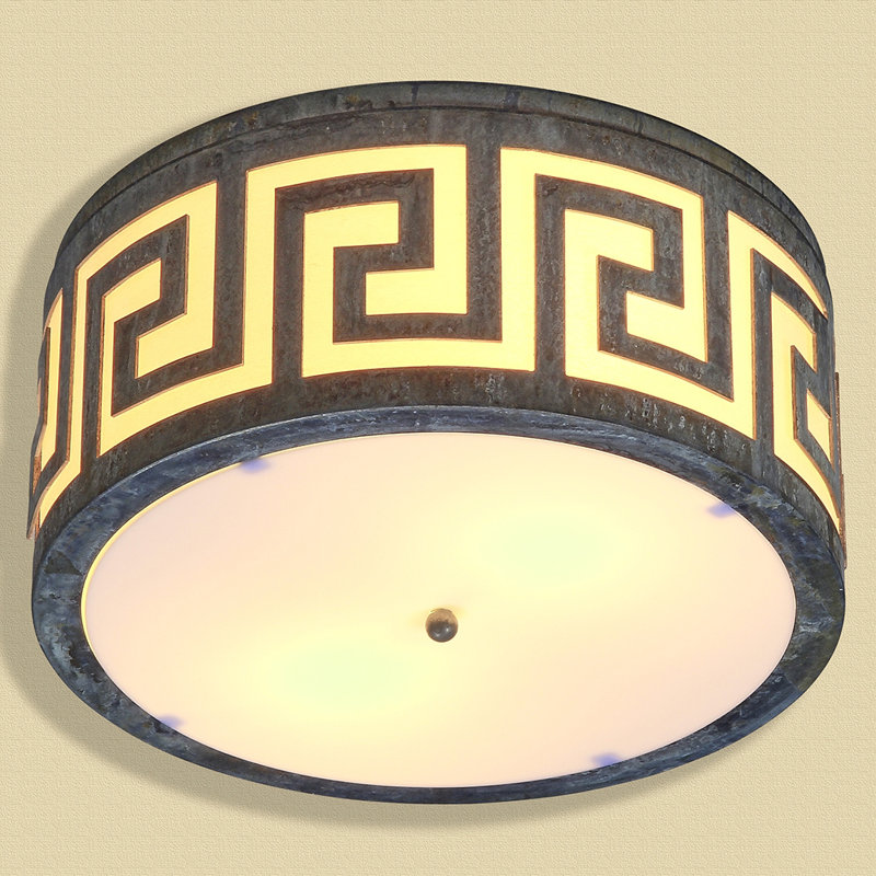 Athens 2 - Light 14'' Shaded Drum LED Flush Mount, Deep Ocean