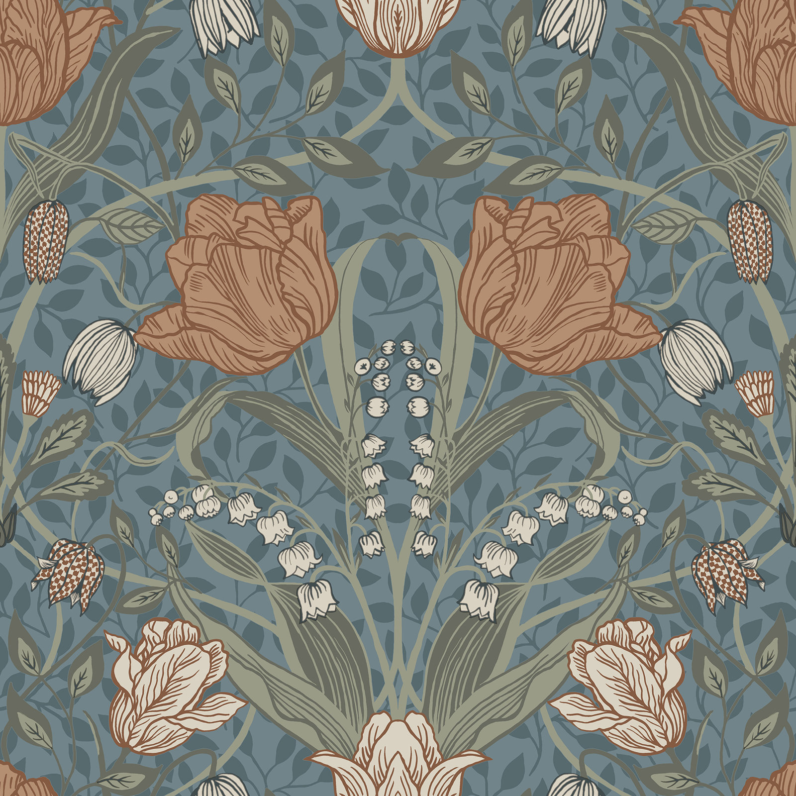 Orelia Wallpaper Roll, Blue, 33' L x 20.5" W