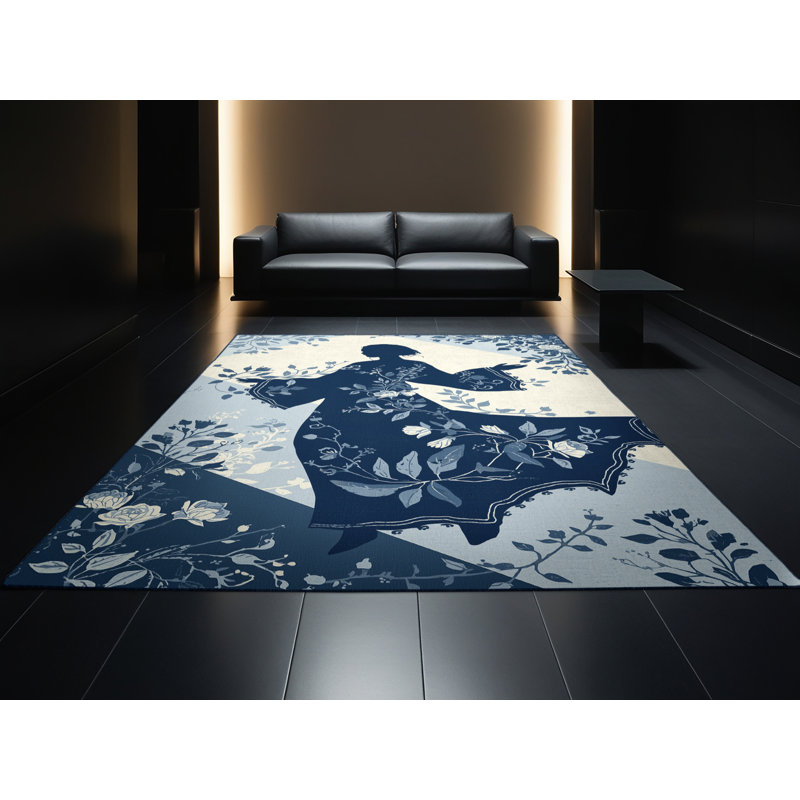 Tapis gris doux moelleux à motif floral Barclay, 7 x 10