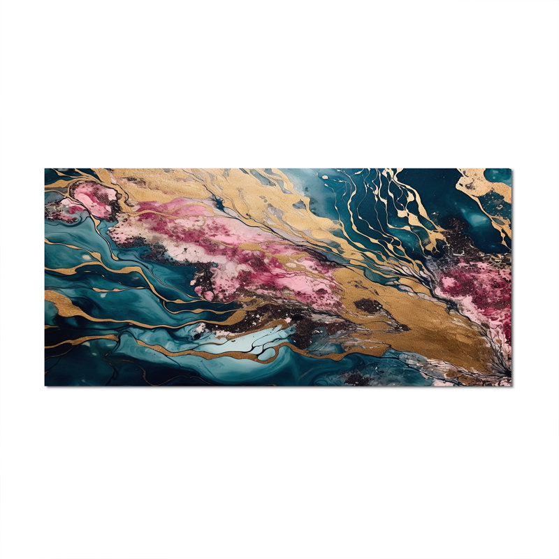 Exploration des profondeurs de la géode II - impression, Toile tendue, H 28 po x l 60 po x P 1,5 po