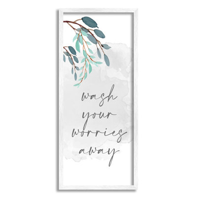 Ae-885 " Wash Your Worries Away Bathroom Phrase Blue Tree Branches "