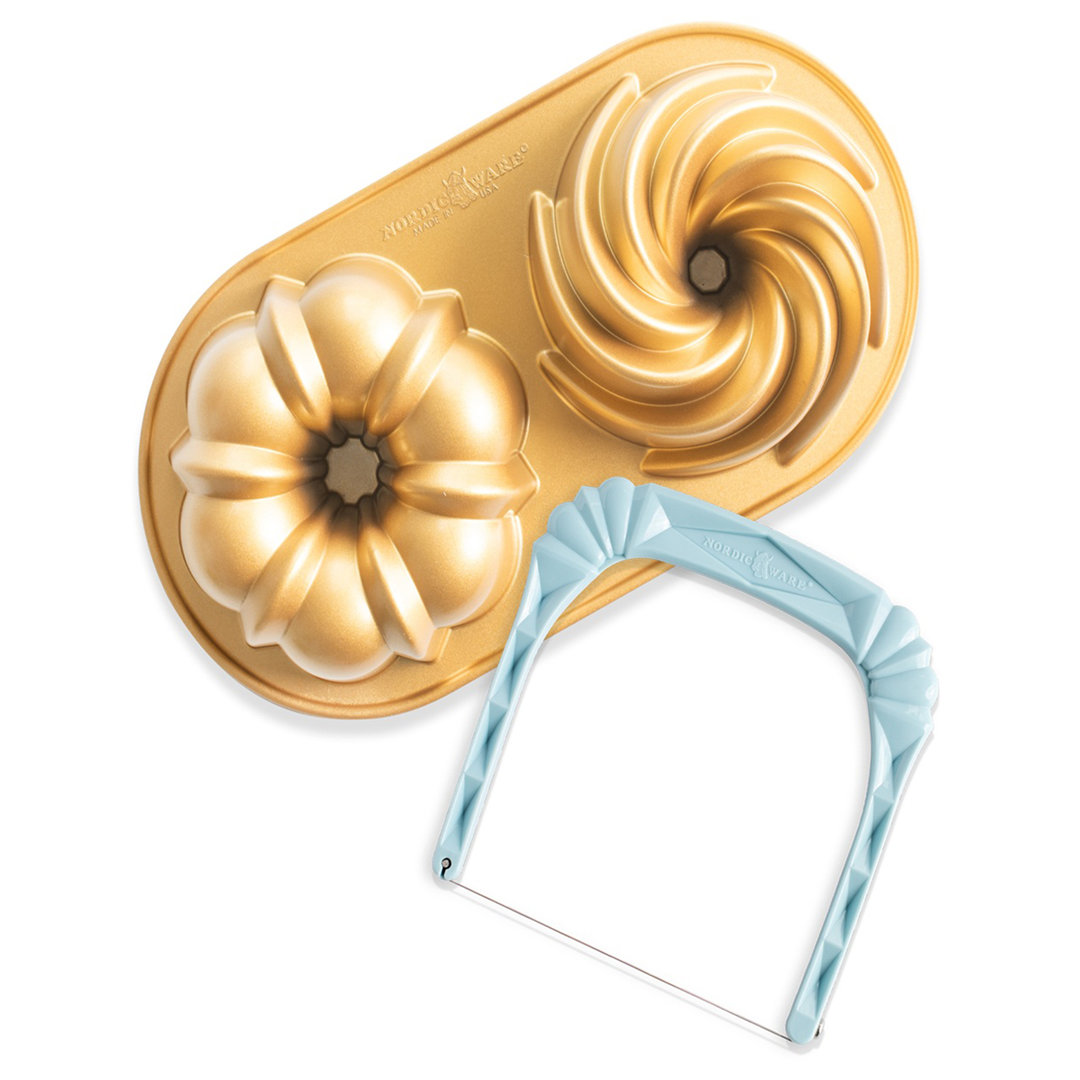 Nordic Ware Gold Classic Duet Pan And Bundt Slicer