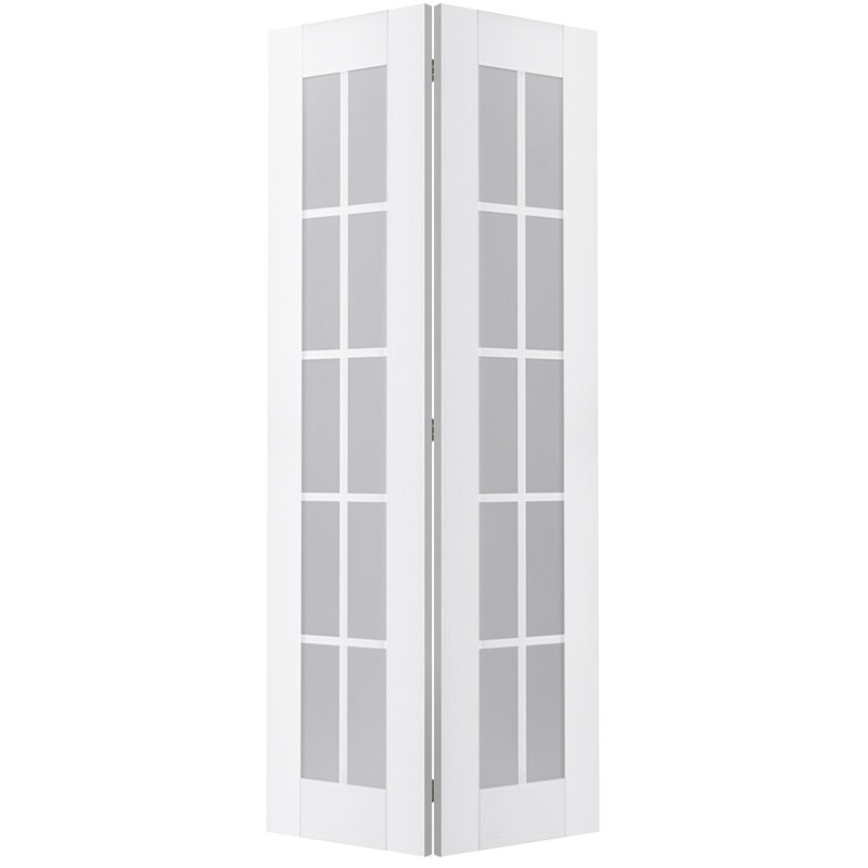 Porte pliante en verre avec ensemble de quincaillerie d'installation, Blanc