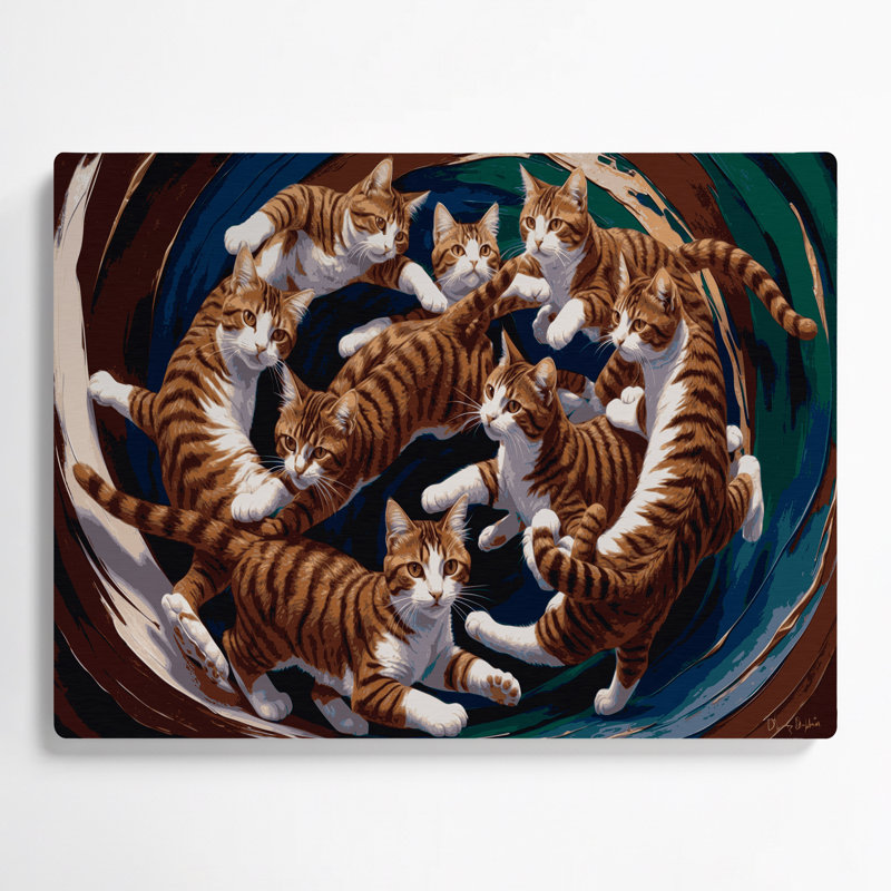 Cats Dragon Li Brown Metal Wall Art, 132" H x 168" W x 0.05" D