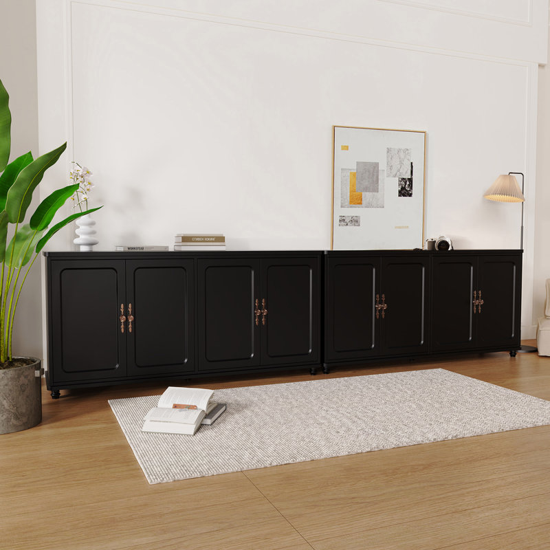 Buffet rétro 60 "avec tablettes réglables et 4 portes, Noir