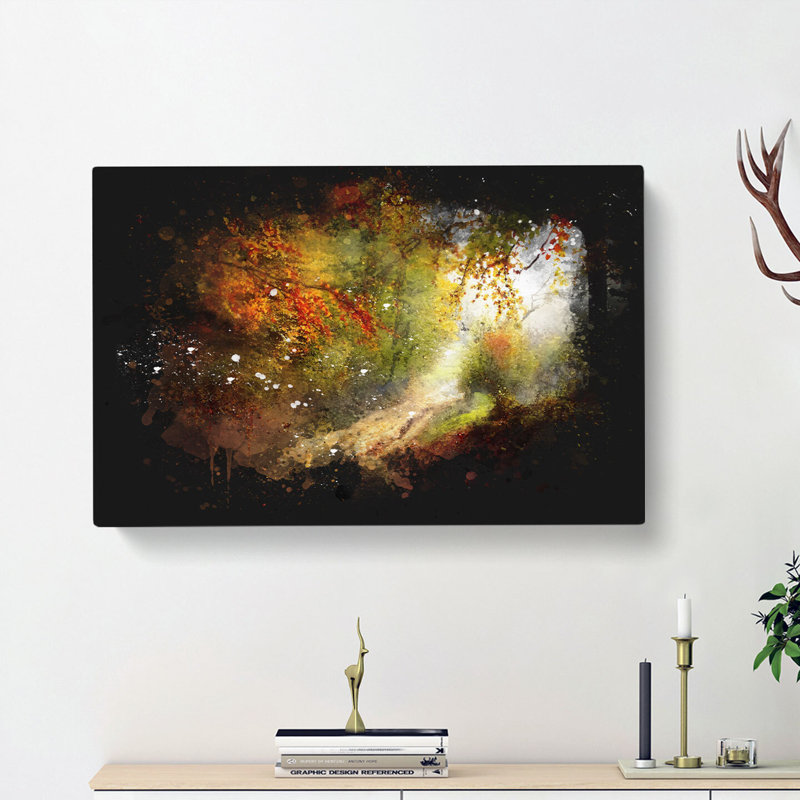 Autumn Forest Paint Splash - Wrapped Canvas, 60cm H x 91cm W x 3cm D