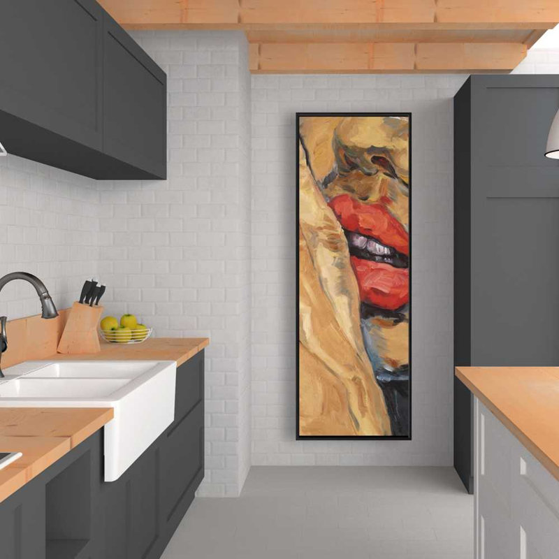 «Shush Lips Gros plan», art sur toile encadré pour chambre à coucher, H 61,25 po x l 21,25 po