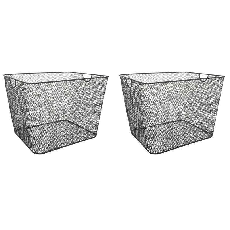 Panier en métal, Noir, H 9 po x l 10 po x P 14 po