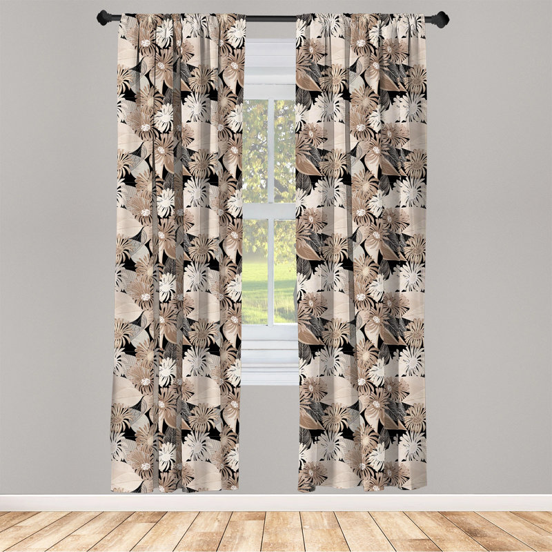 Floral Semi-Sheer Rod Pocket Curtain Panels, 28" x 95"