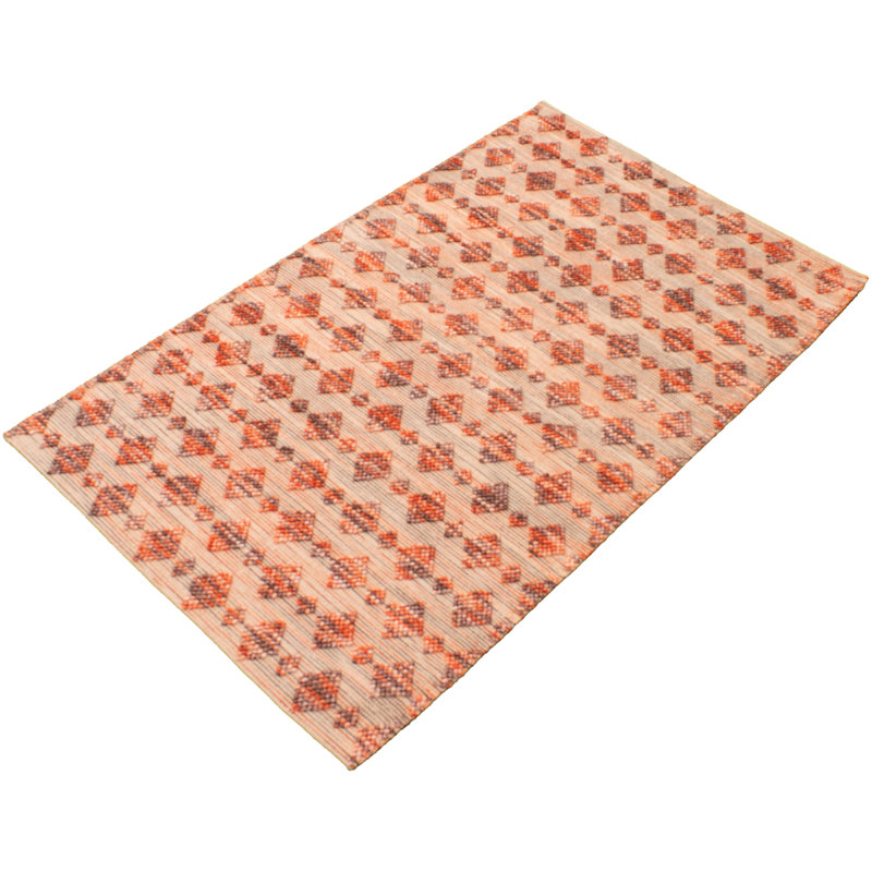 Tapis rouille / beige en laine tressé à la main Elkton