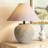 Iftikar Rustic Earthenware Table Lamp With Linen Shade & Free LED Bulb — Compact Accent Lamp For Bedroom, Living Room Or Entryway