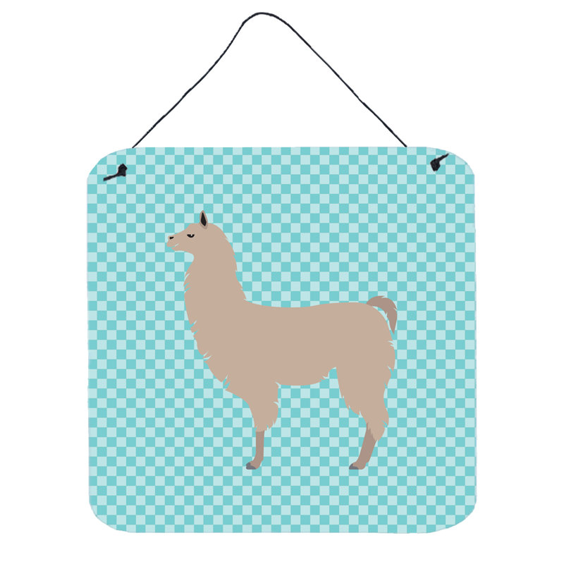 Décoration murale llama check, Bleu