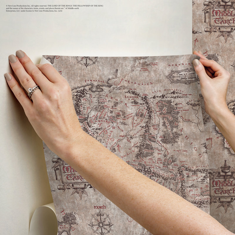 «Lord of the Rings Middle Earth Map», papier peint adhésif, Brun
