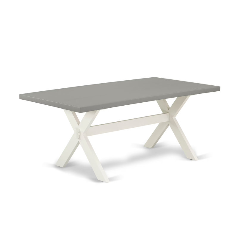 9 Piece Dining Table Set Includes a Rectangle Kitchen Table with X-Legs and 8 White Faux Leather Parson Dining Room Chairs, 40x72 Inch, Multi-Color