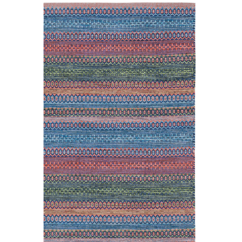 Kilim Flat Weave Cotton Geometric Rug, Rectangle 3' x 5'