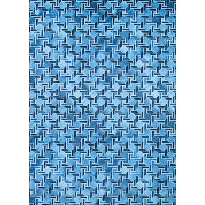 Tapis bleu à motif géométrique