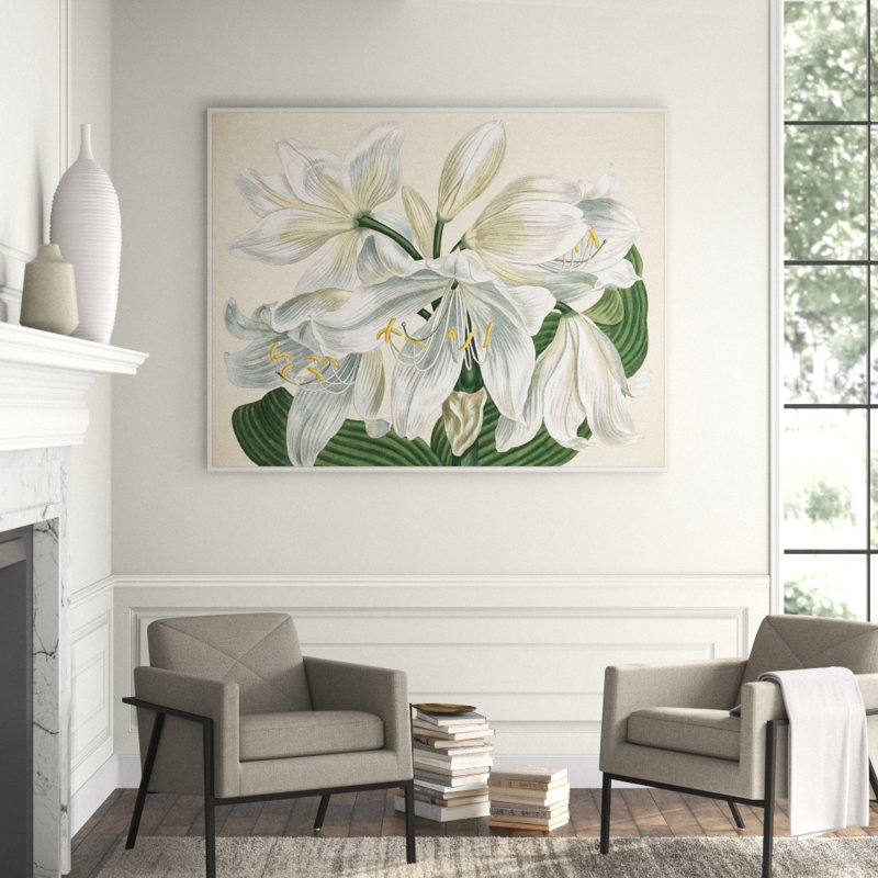 White Blooms 2' Framed Print on Canvas
