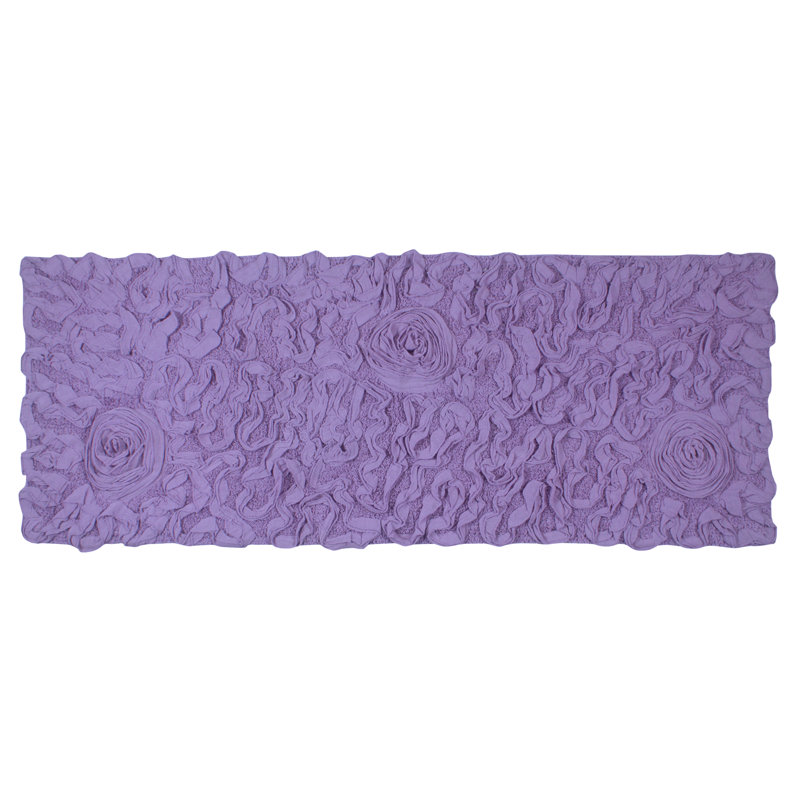 Schoenberger Floral Design Cotton Bath Rug, 54" L x 21" W, Purple