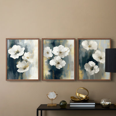 Floral Study  Series  CLXXIII  -Set Of 3 Framed Giclee Prints -Ready to Hang