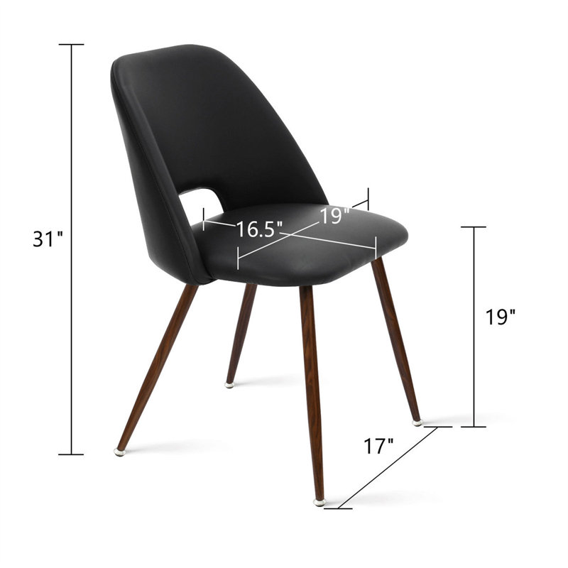 Mid-Century Upholstered Dining Chairs Set Of 8 With Metal Legs, Black