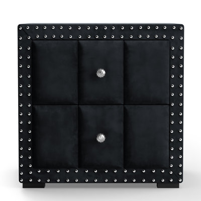 Gianni 2-Drawer Velvet Nightstand