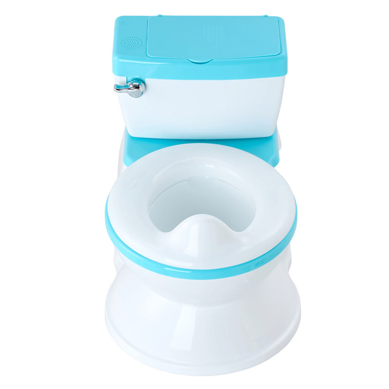 Toddler Potty with Realistic Flushing Sound, White/Blue