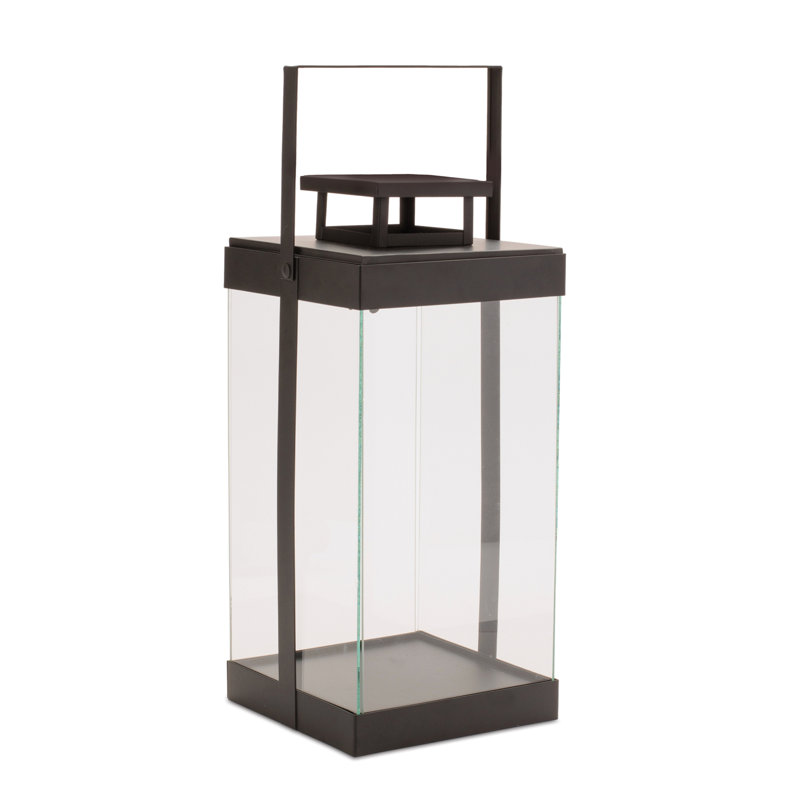 Lanterne carrée moderne en fer et verre (ensemble de 2)