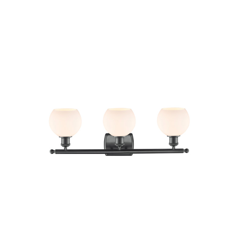 Éclairage pour salle de bain 3 lumières Cindi, Blanc mat, Incandescente, Noir mat
