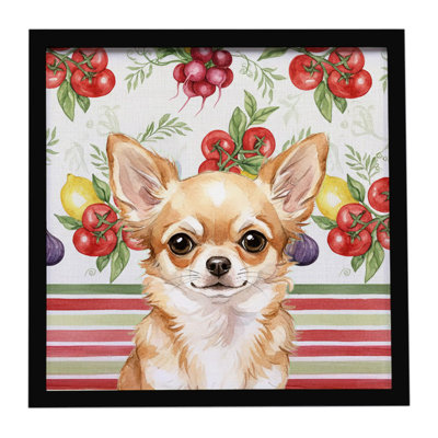 Fauve chihuahua légumes, impression sur métal encadrée