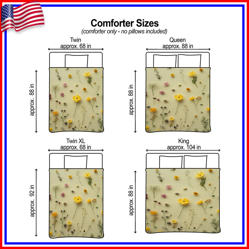 Assorted Wildflowers Comforter, King