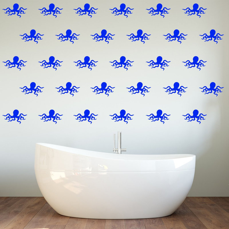 Décalcomanie murale salle de bain octopus theme Kangwei, Bleu