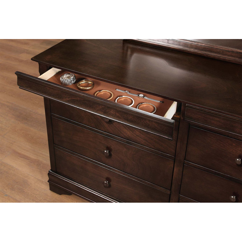 Commode à 6 tiroirs de style Louis Phillipe avec rangement de bijoux caché, mobilier de chambre en bois élégant