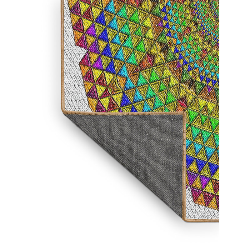 Tapis vert/mauve/crème à motifs Delph, Rectangle 5 pi x 7 pi