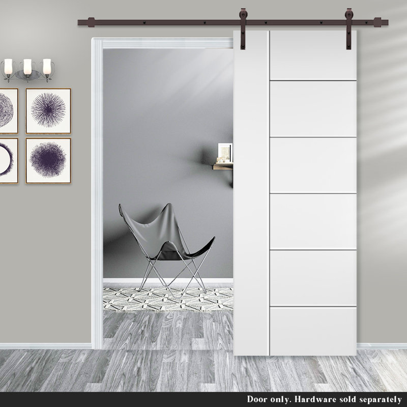 Metropolitan Panelled White Primed Composite Mdf Barn Door Slab, 30" x 80"