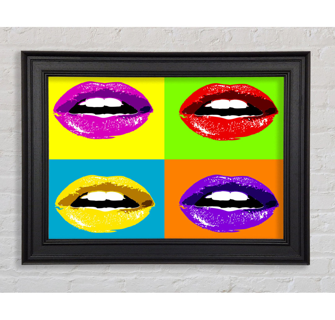 Lebendige Pop Art Lippen Gerahmter Druck