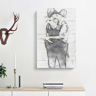 Kissing Policemen In Abstract by Banksy - Wrapped Canvas Print