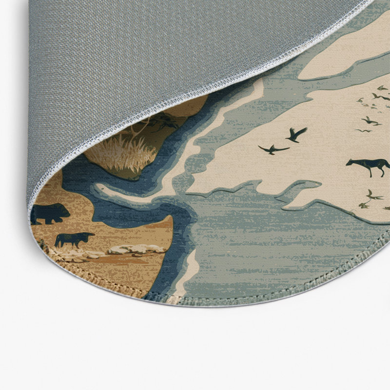 Tapis d'intérieur et d'extérieur brun Nature, Rond 5 pi