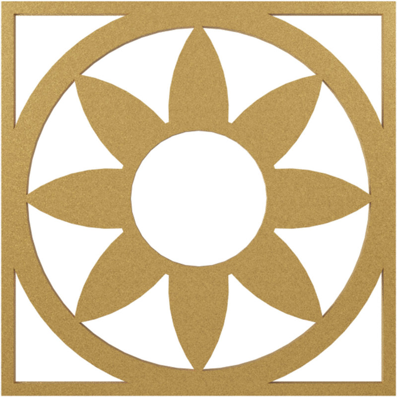 Médaillon de plafond percé en PVC de qualité architecturale Blume, H 16 po x l 16 po x P 0,5 po, Or